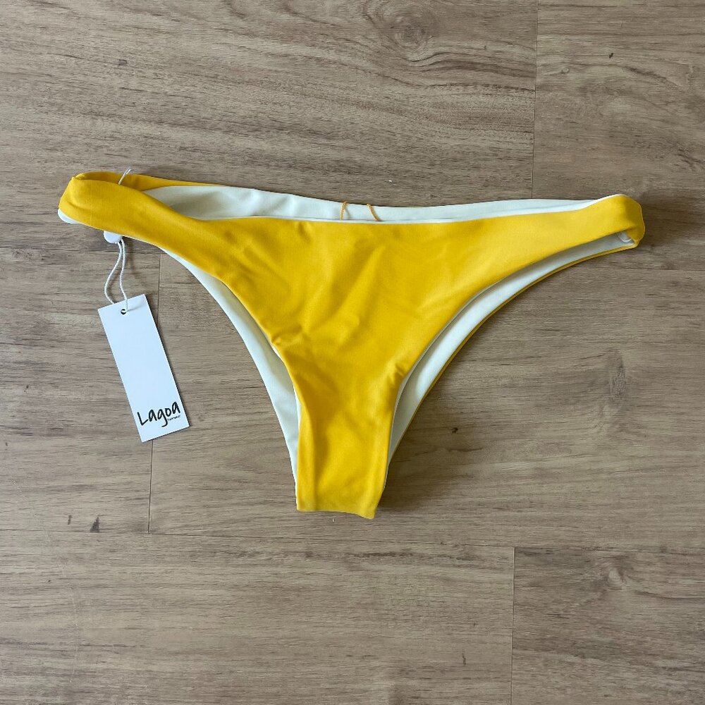 Reversible Yellow / White Bikini Bottom NWT | Lagoa Swimwear Gosia — Small